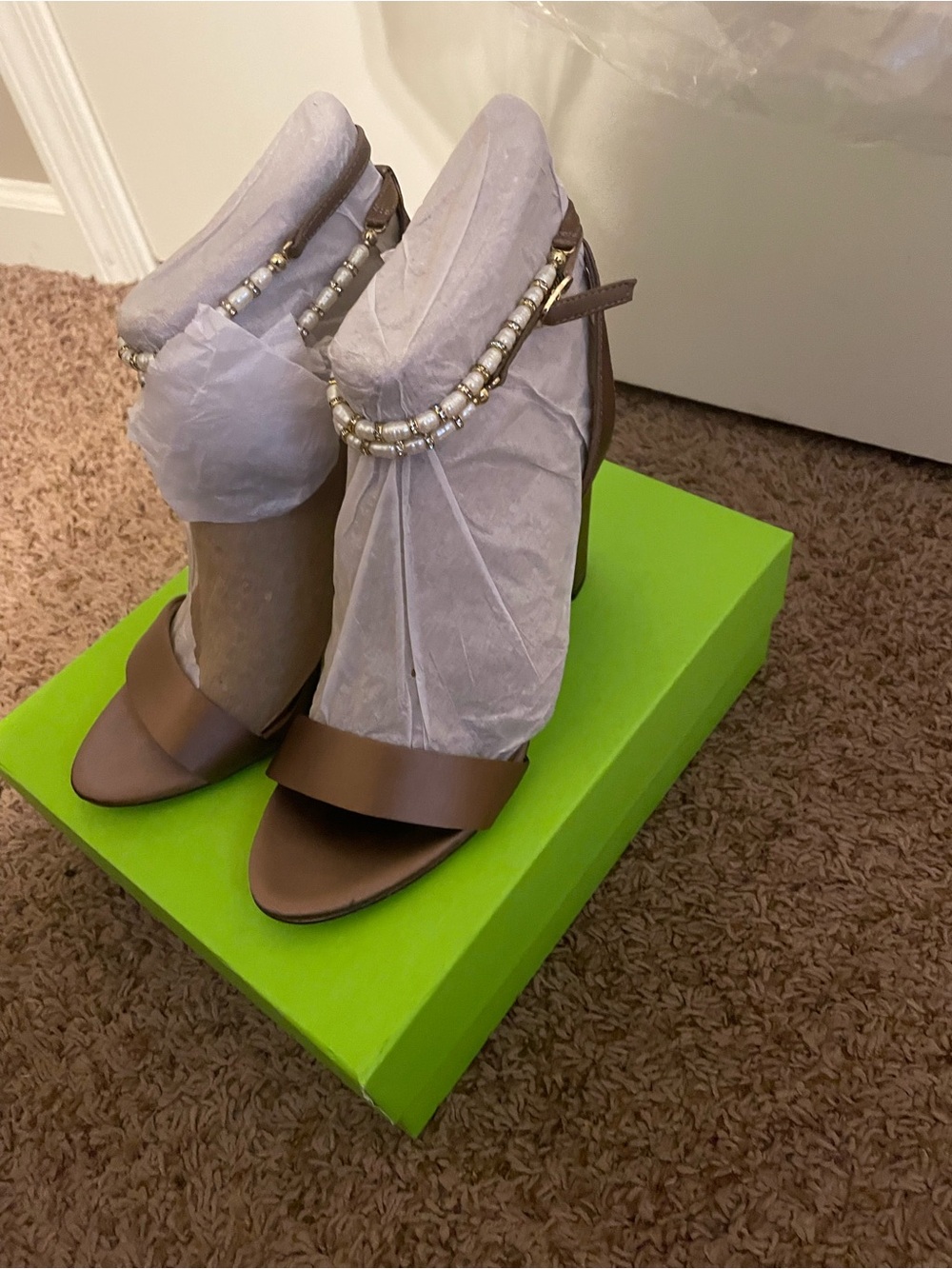 Sam Edelman Metallic Bronze Beaded-Ankle Heels - Picture 2 of 3